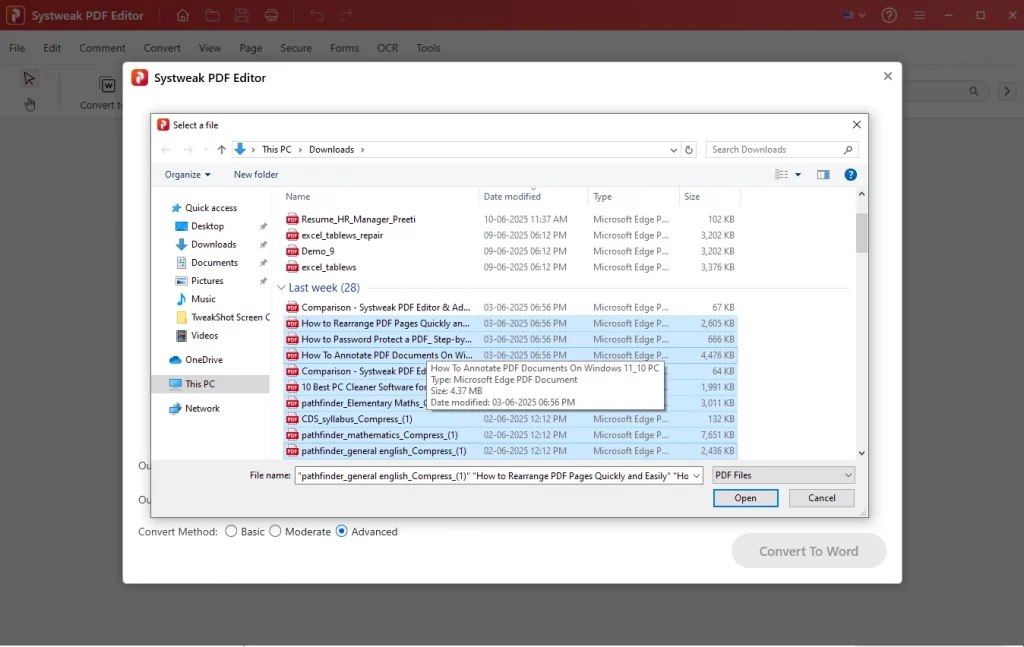 Select PDFs to add