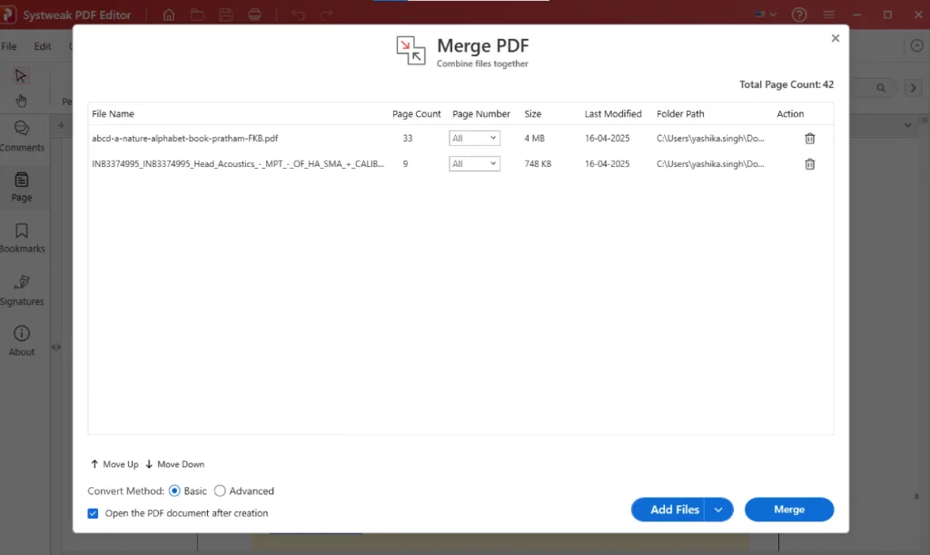 Apply to start the merging process
